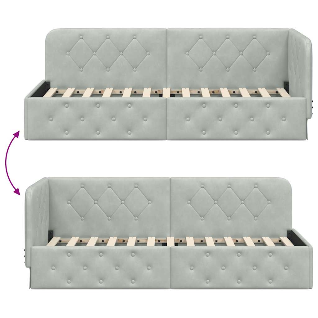 vidaXL Κρεβάτι Γωνίας Ανοιχτό γκρι 80 x 200 cm Βελούδο