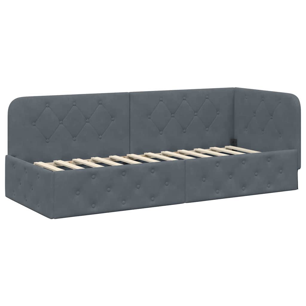 vidaXL Κρεβάτι Γωνίας Σκούρο Γκρι 80 x 200 cm Βελούδο