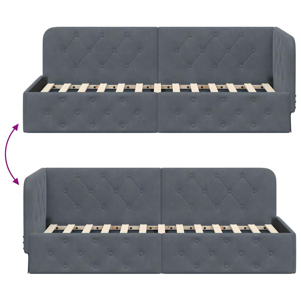 vidaXL Κρεβάτι Γωνίας Σκούρο Γκρι 80 x 200 cm Βελούδο