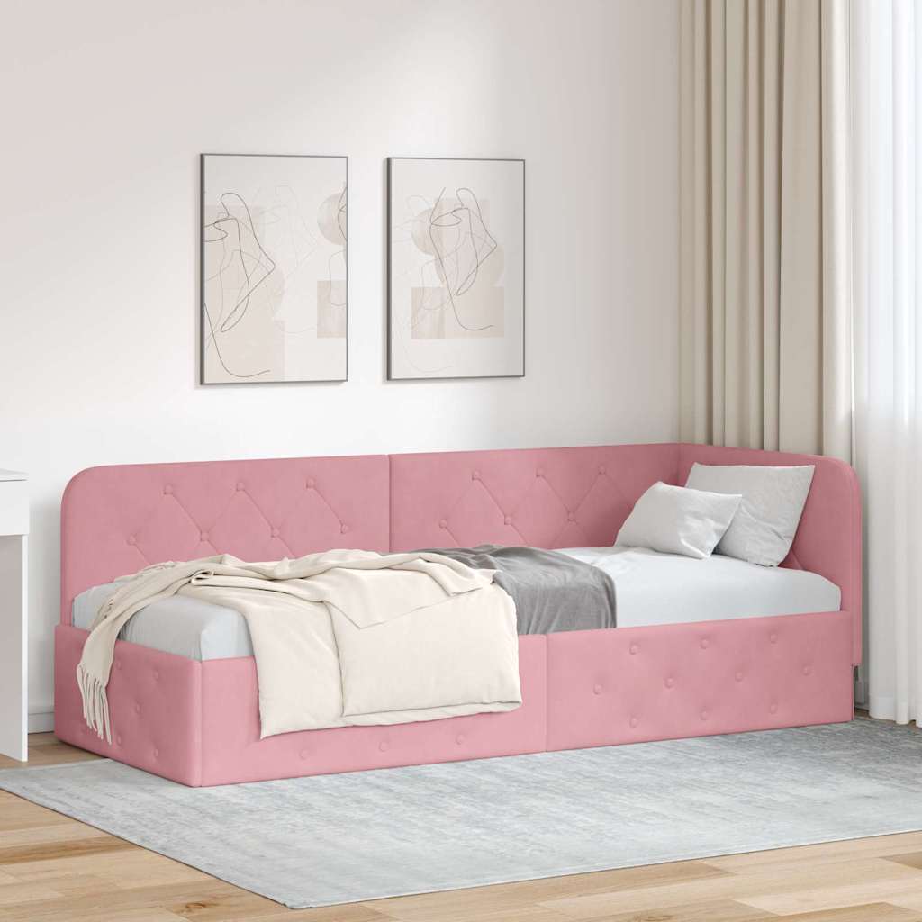 vidaXL Κρεβάτι Γωνίας Ροζ 80 x 200 cm Βελούδο