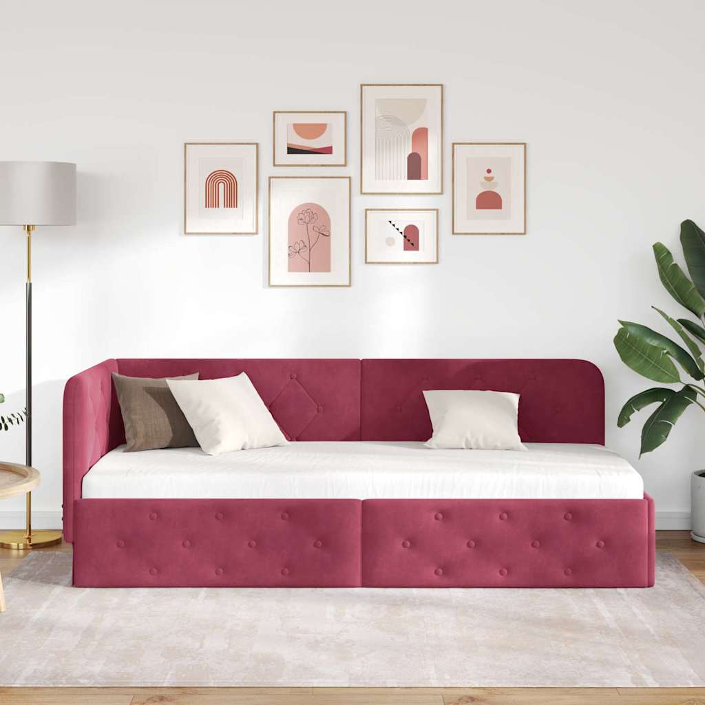 vidaXL Κρεβάτι Γωνίας Κόκκινο 80 x 200 cm Βελούδο