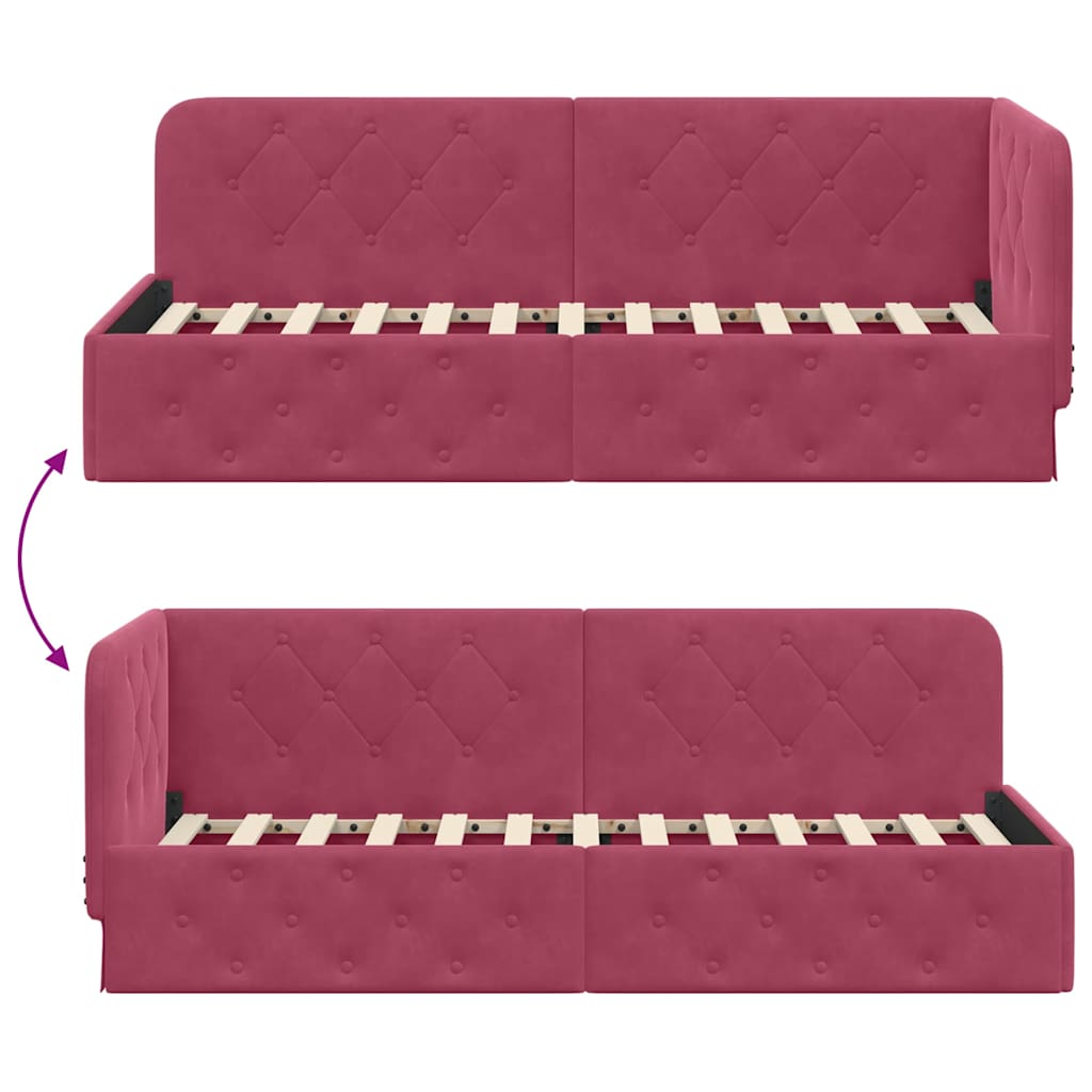 vidaXL Κρεβάτι Γωνίας Κόκκινο 80 x 200 cm Βελούδο