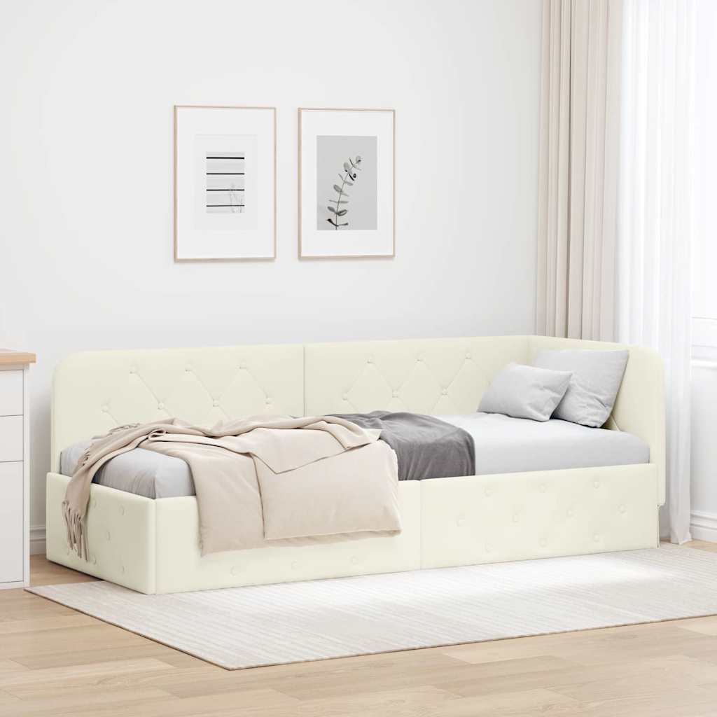 vidaXL Κρεβάτι Γωνίας Κρεμ 80 x 200 cm Βελούδο