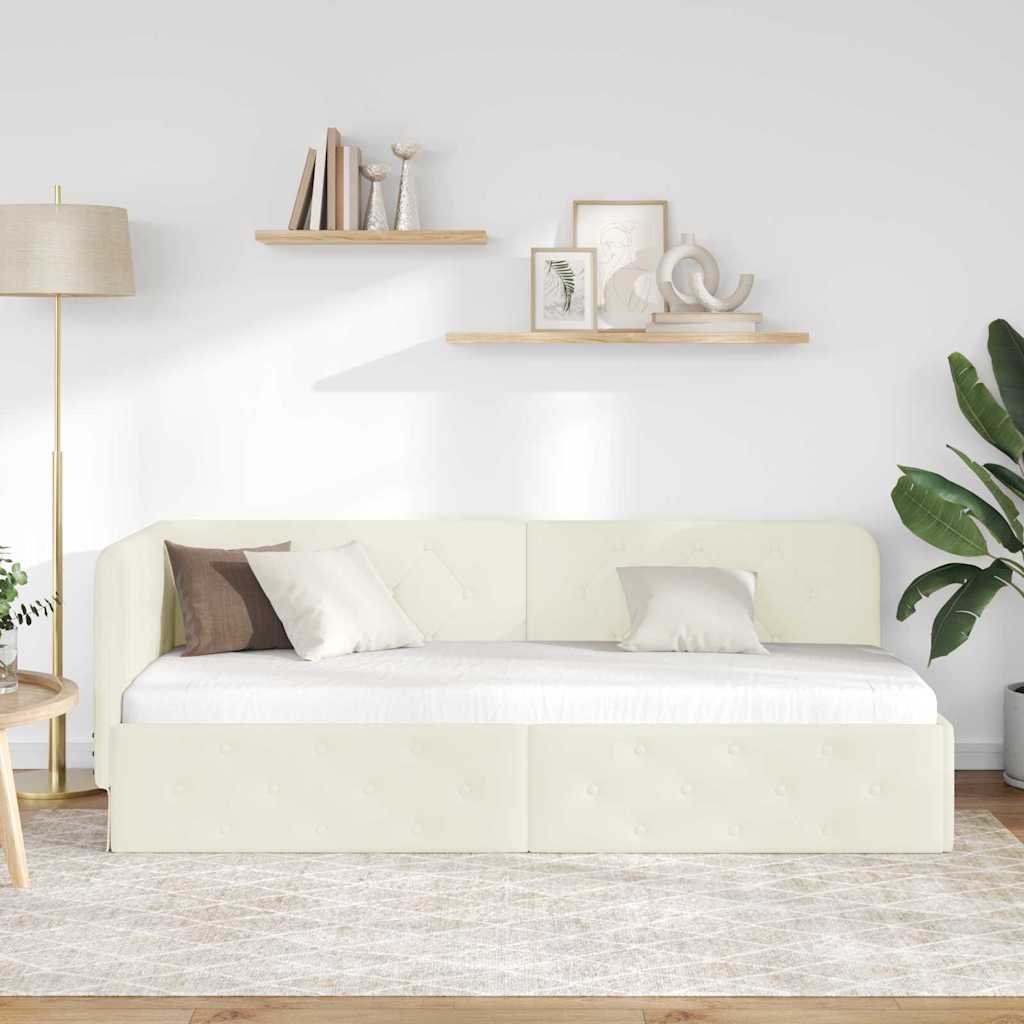 vidaXL Κρεβάτι Γωνίας Κρεμ 80 x 200 cm Βελούδο