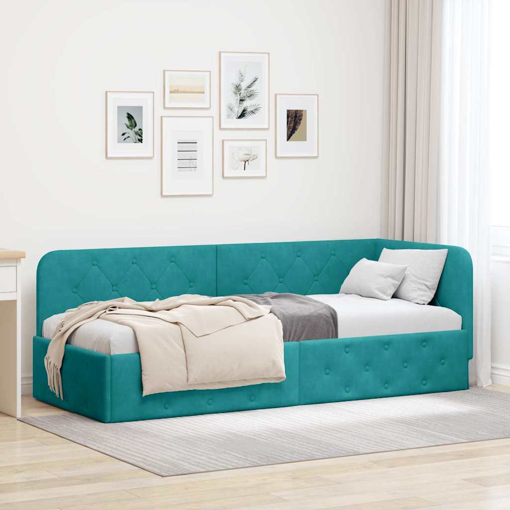 vidaXL Κρεβάτι Γωνίας Τιρκουάζ 80 x 200 cm Βελούδο