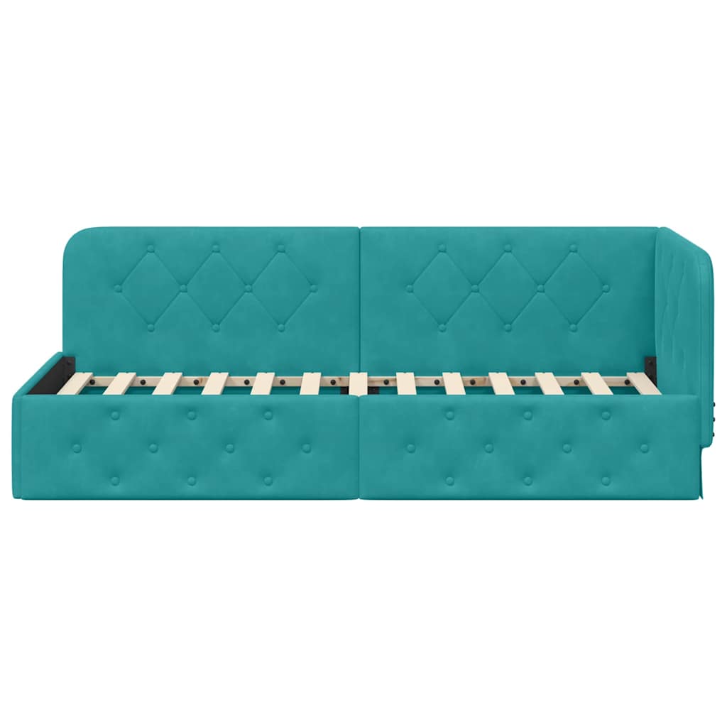 vidaXL Κρεβάτι Γωνίας Τιρκουάζ 80 x 200 cm Βελούδο