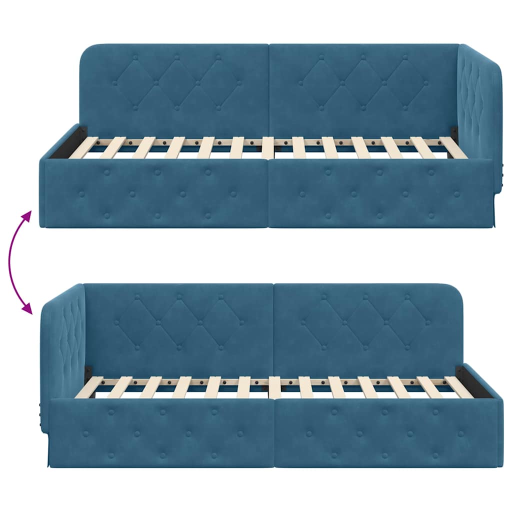 vidaXL Κρεβάτι Γωνίας Μπλε 90 x 190 cm Βελούδο