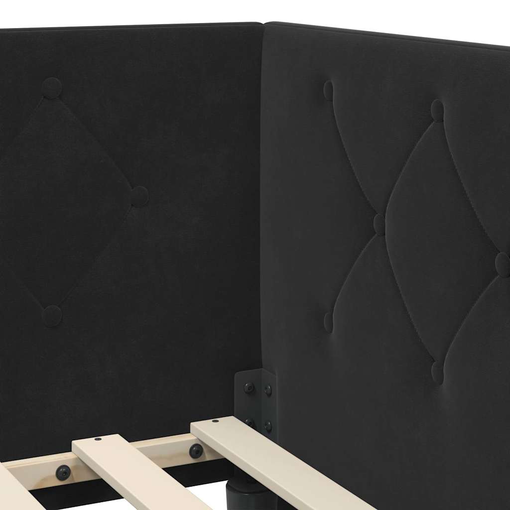 vidaXL Κρεβάτι Γωνίας με κεφαλάρι Μαύρο 90 x 190 cm Βελούδο