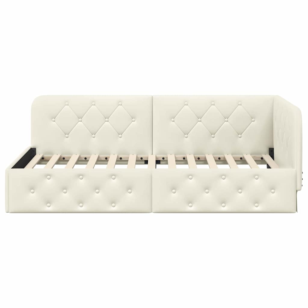 vidaXL Κρεβάτι Γωνίας Κρεμ 90 x 190 cm Βελούδο