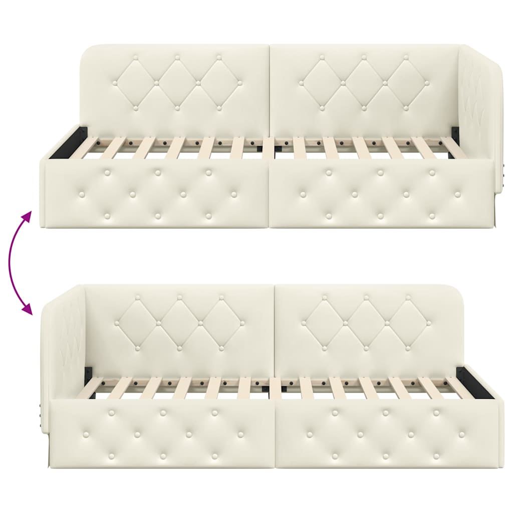 vidaXL Κρεβάτι Γωνίας Κρεμ 90 x 190 cm Βελούδο
