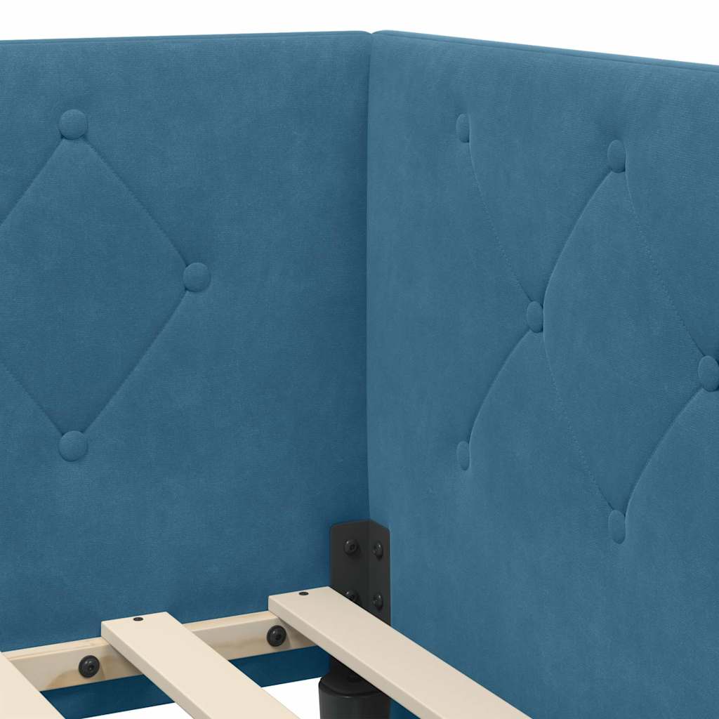 vidaXL Κρεβάτι Γωνίας Μπλε 90 x 200 cm Βελούδο