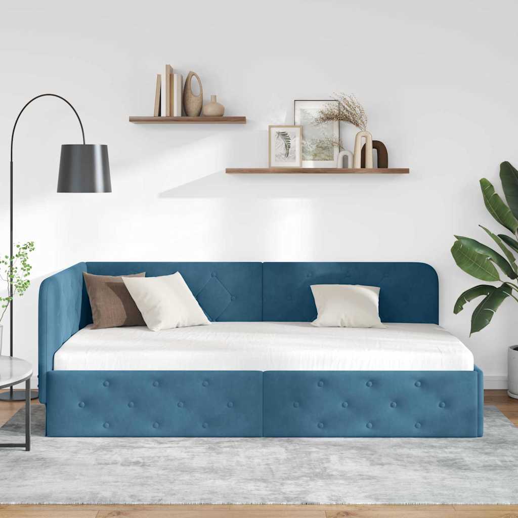 vidaXL Κρεβάτι Γωνίας Μπλε 90 x 200 cm Βελούδο
