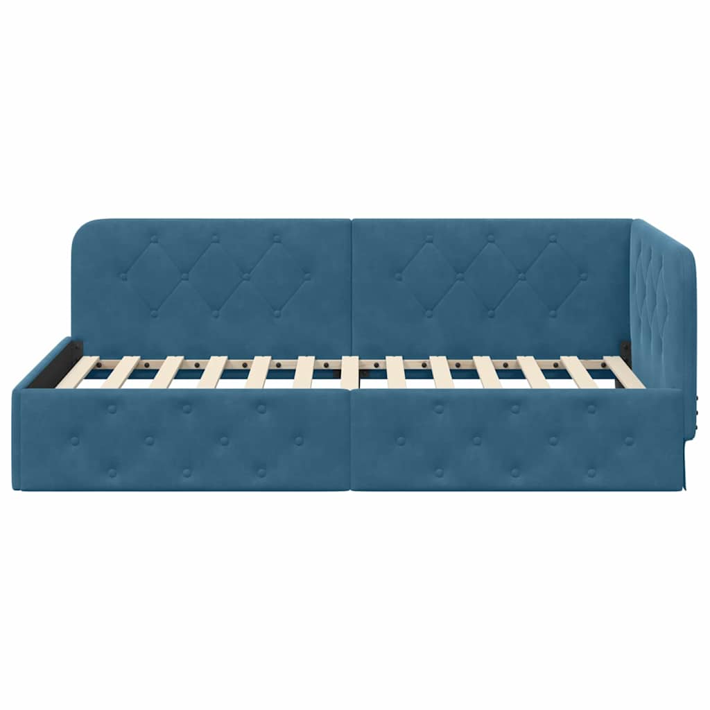 vidaXL Κρεβάτι Γωνίας Μπλε 90 x 200 cm Βελούδο