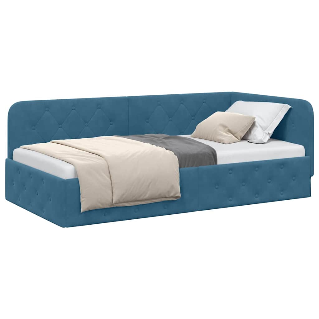 vidaXL Κρεβάτι Γωνίας Μπλε 90 x 200 cm Βελούδο