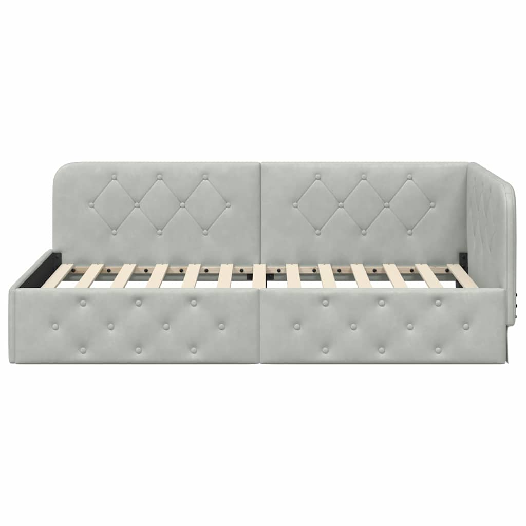 vidaXL Κρεβάτι Γωνίας Ανοιχτό γκρι 90 x 200 cm Βελούδο