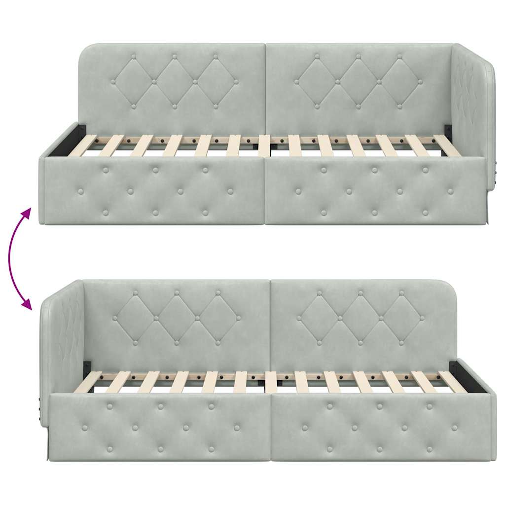 vidaXL Κρεβάτι Γωνίας Ανοιχτό γκρι 90 x 200 cm Βελούδο
