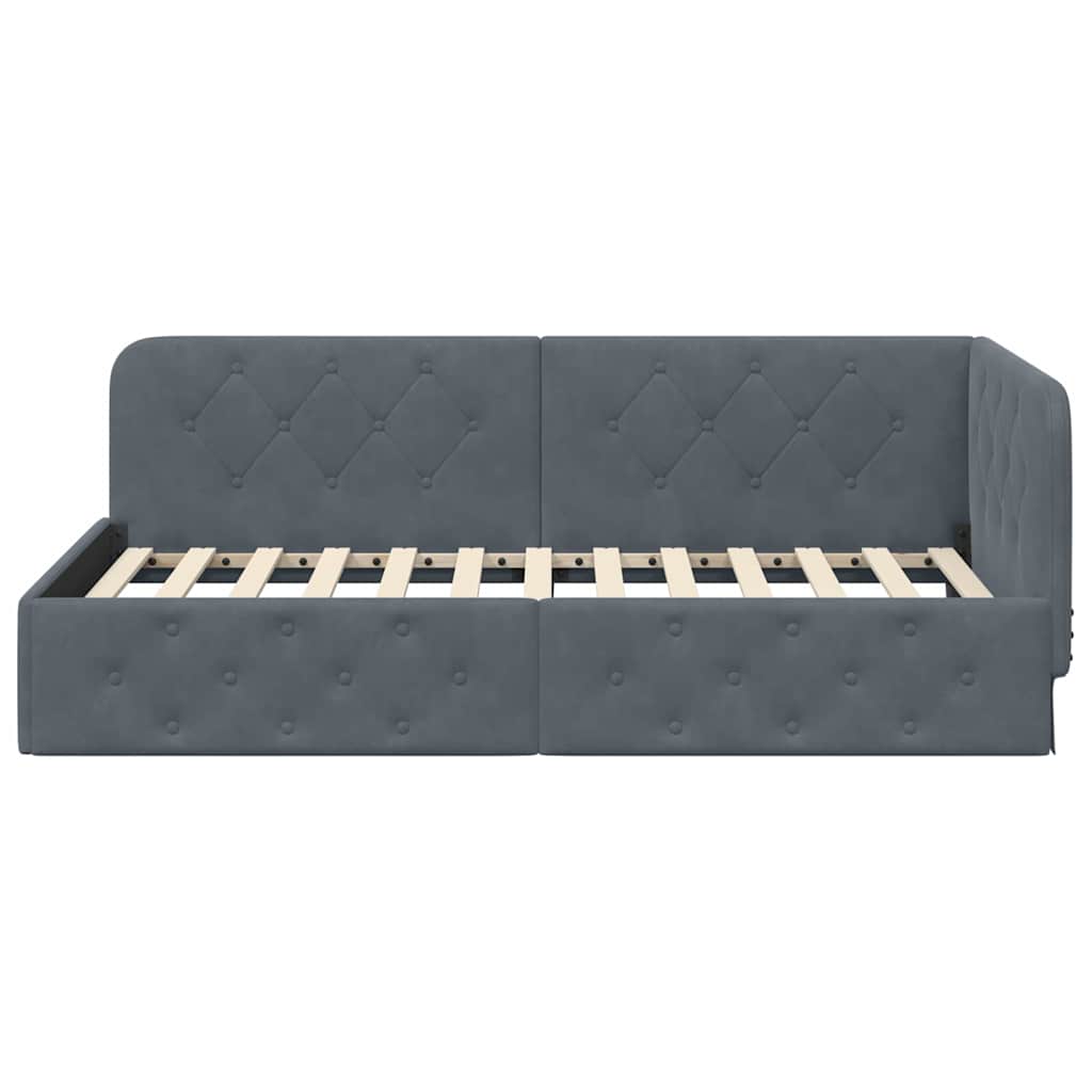 vidaXL Κρεβάτι Γωνίας Σκούρο Γκρι 90 x 200 cm Βελούδο
