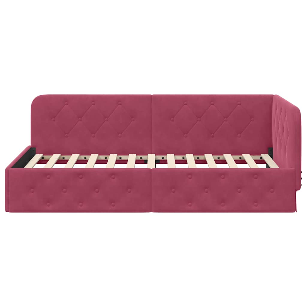 vidaXL Κρεβάτι Γωνίας Κόκκινο 90 x 200 cm Βελούδο