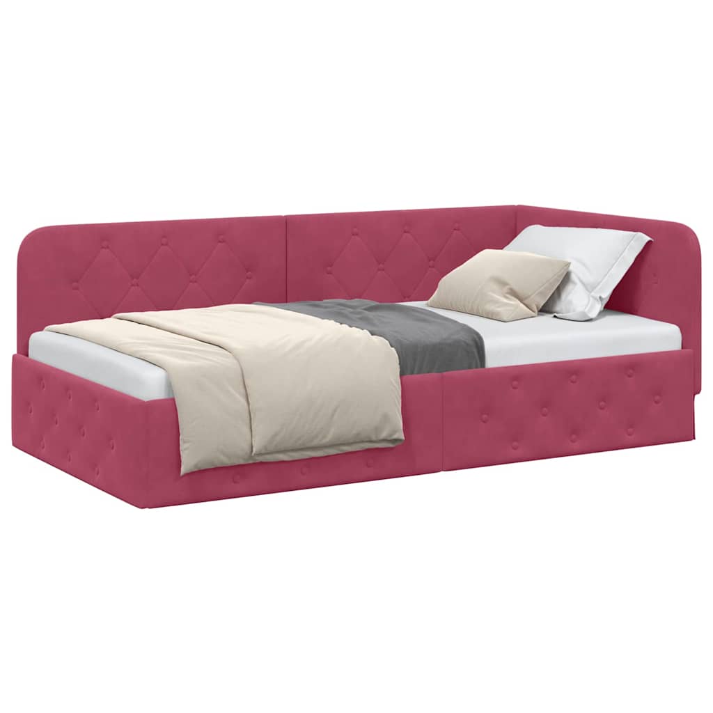 vidaXL Κρεβάτι Γωνίας Κόκκινο 90 x 200 cm Βελούδο