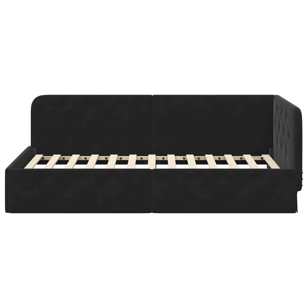 vidaXL Κρεβάτι Γωνίας Μαύρο 90 x 200 cm Βελούδο