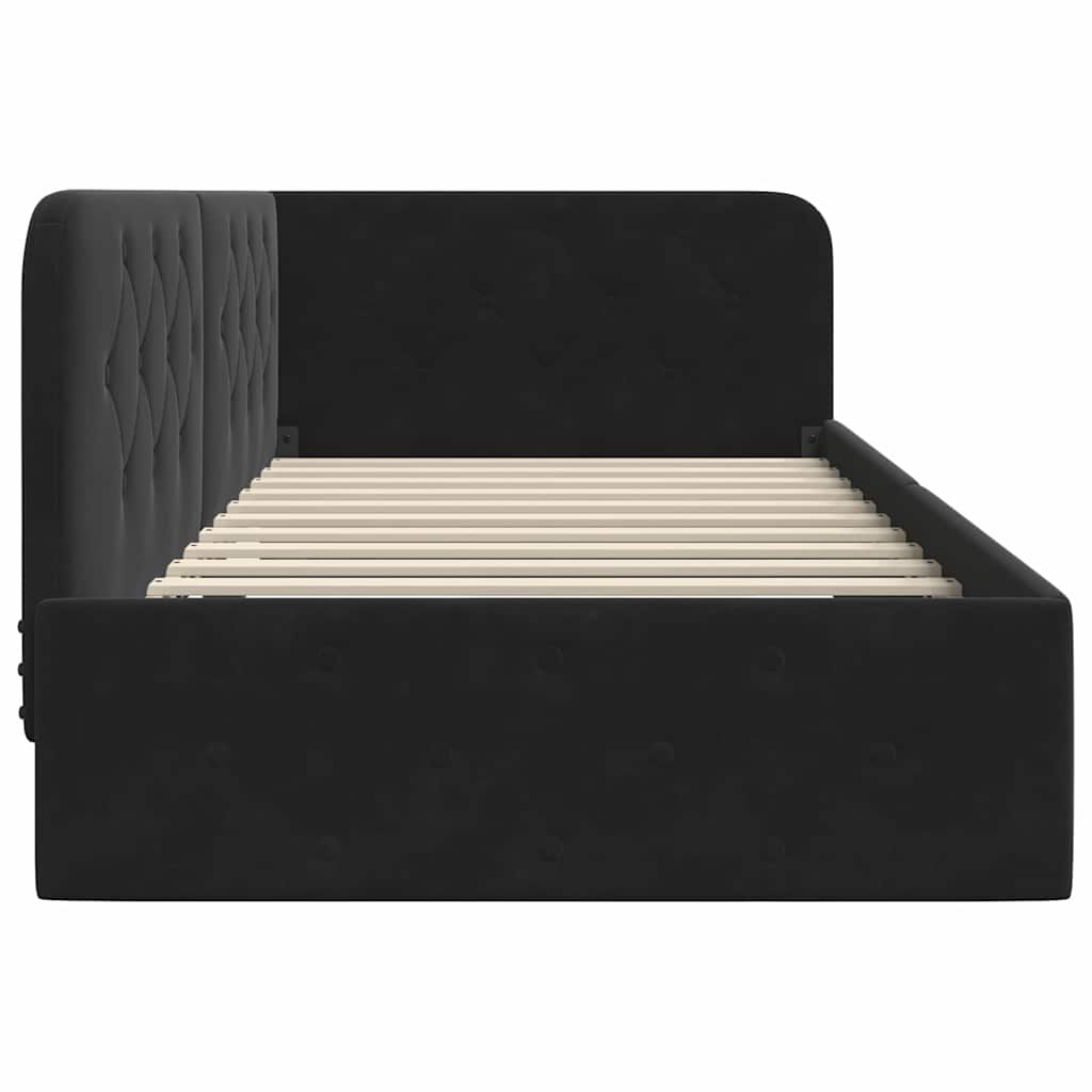 vidaXL Κρεβάτι Γωνίας Μαύρο 90 x 200 cm Βελούδο