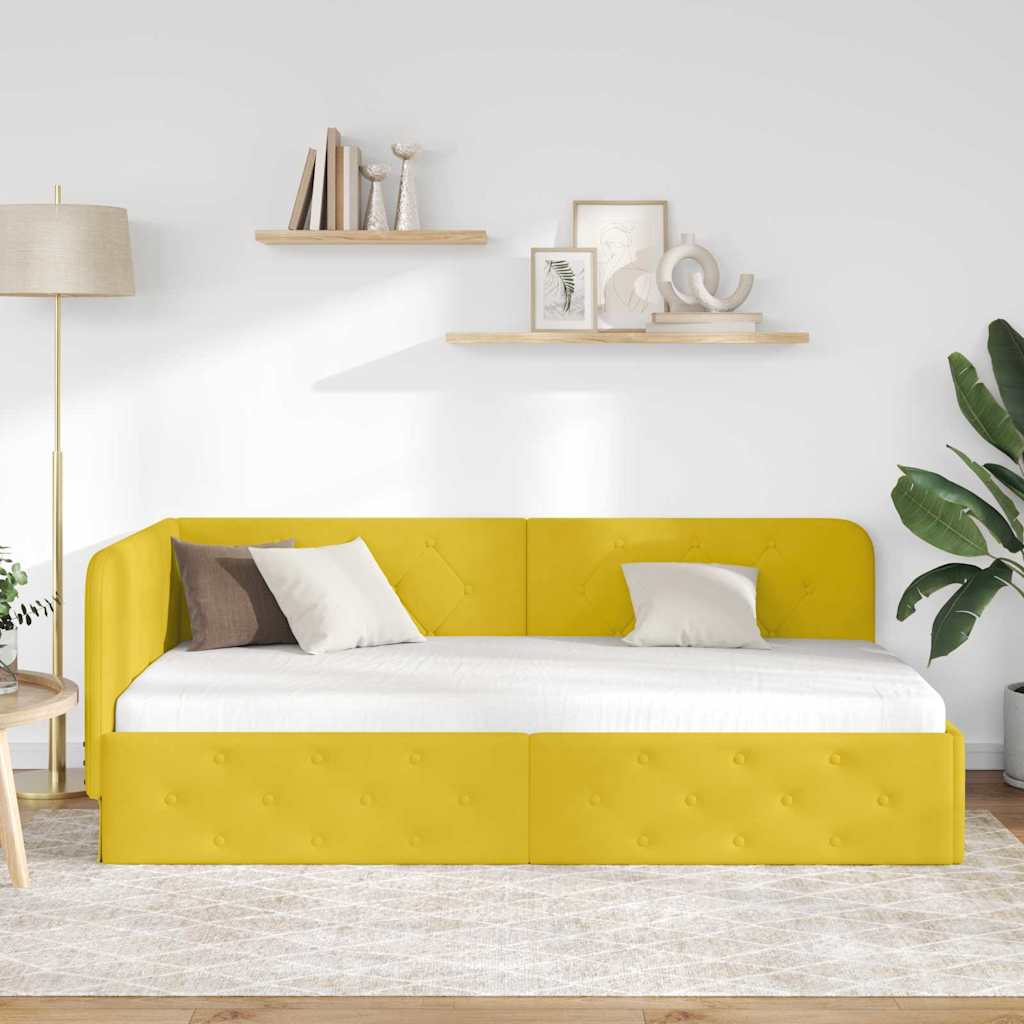 vidaXL Κρεβάτι Γωνίας Κίτρινο 90 x 200 cm Βελούδο