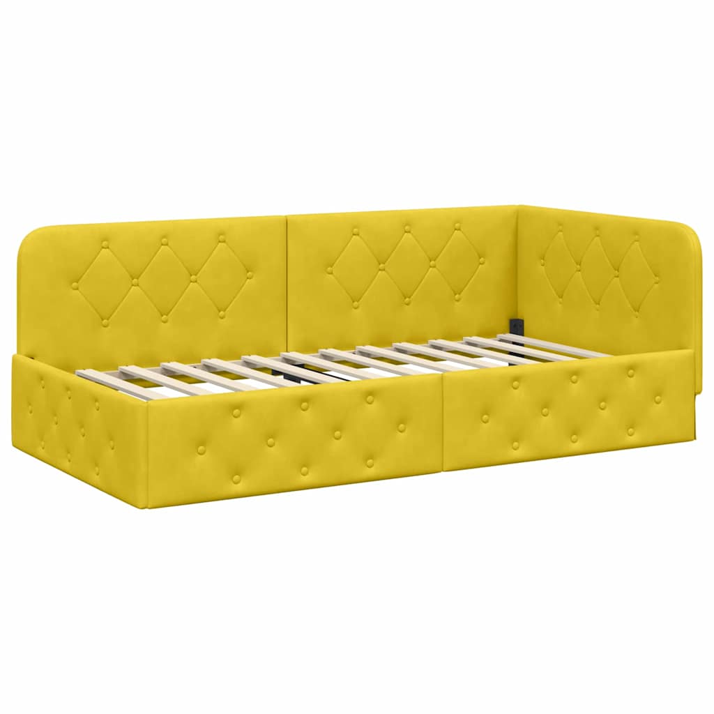 vidaXL Κρεβάτι Γωνίας Κίτρινο 90 x 200 cm Βελούδο