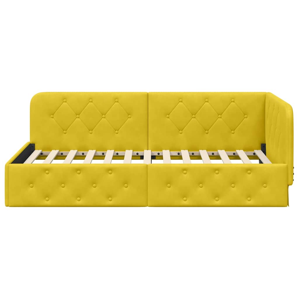 vidaXL Κρεβάτι Γωνίας Κίτρινο 90 x 200 cm Βελούδο