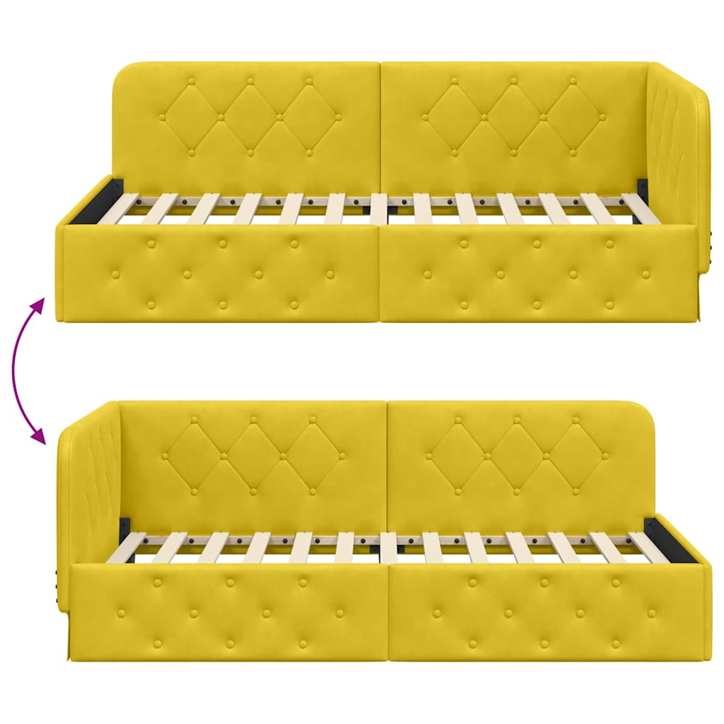 vidaXL Κρεβάτι Γωνίας Κίτρινο 90 x 200 cm Βελούδο