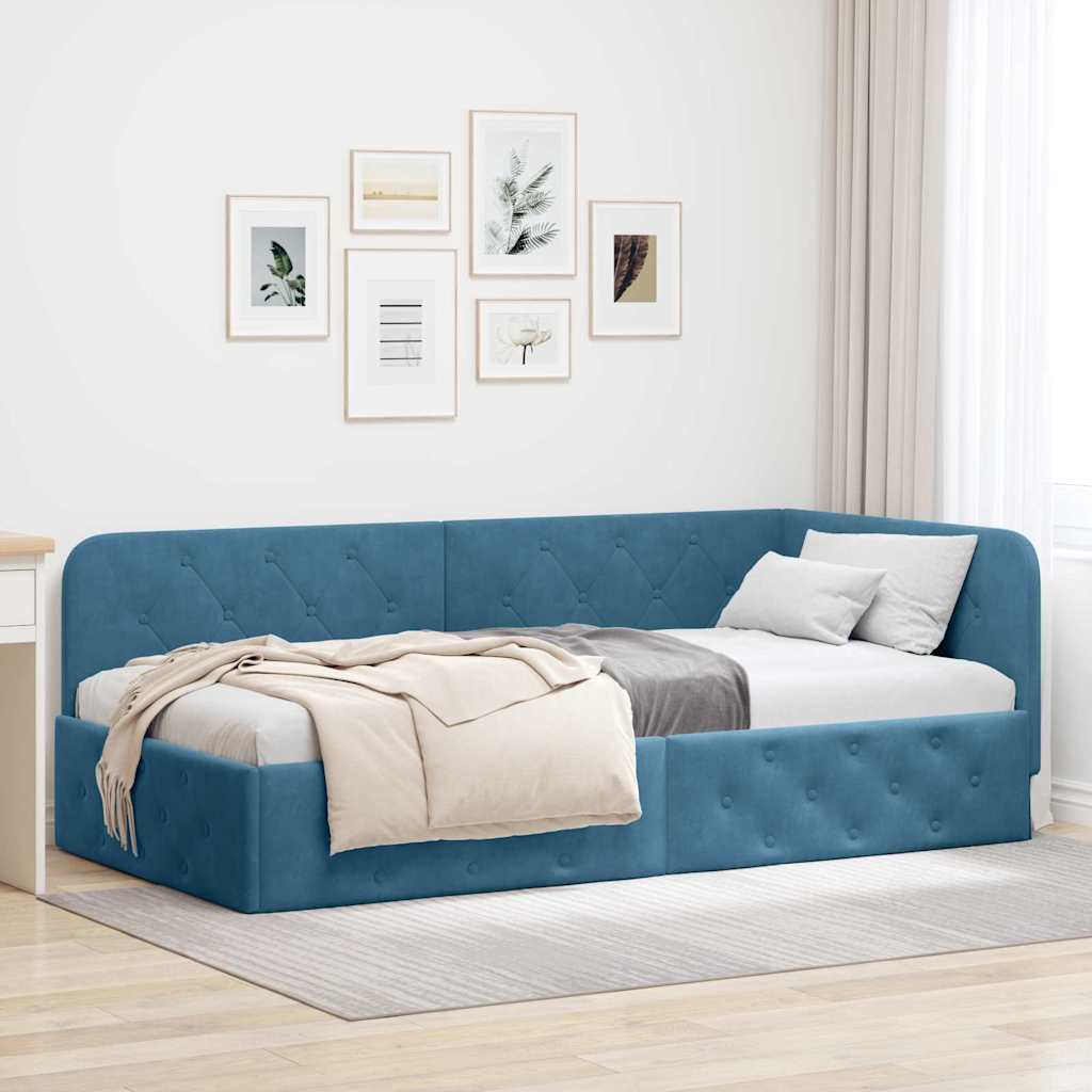 vidaXL Κρεβάτι Γωνίας Μπλε 100 x 200 cm Βελούδο