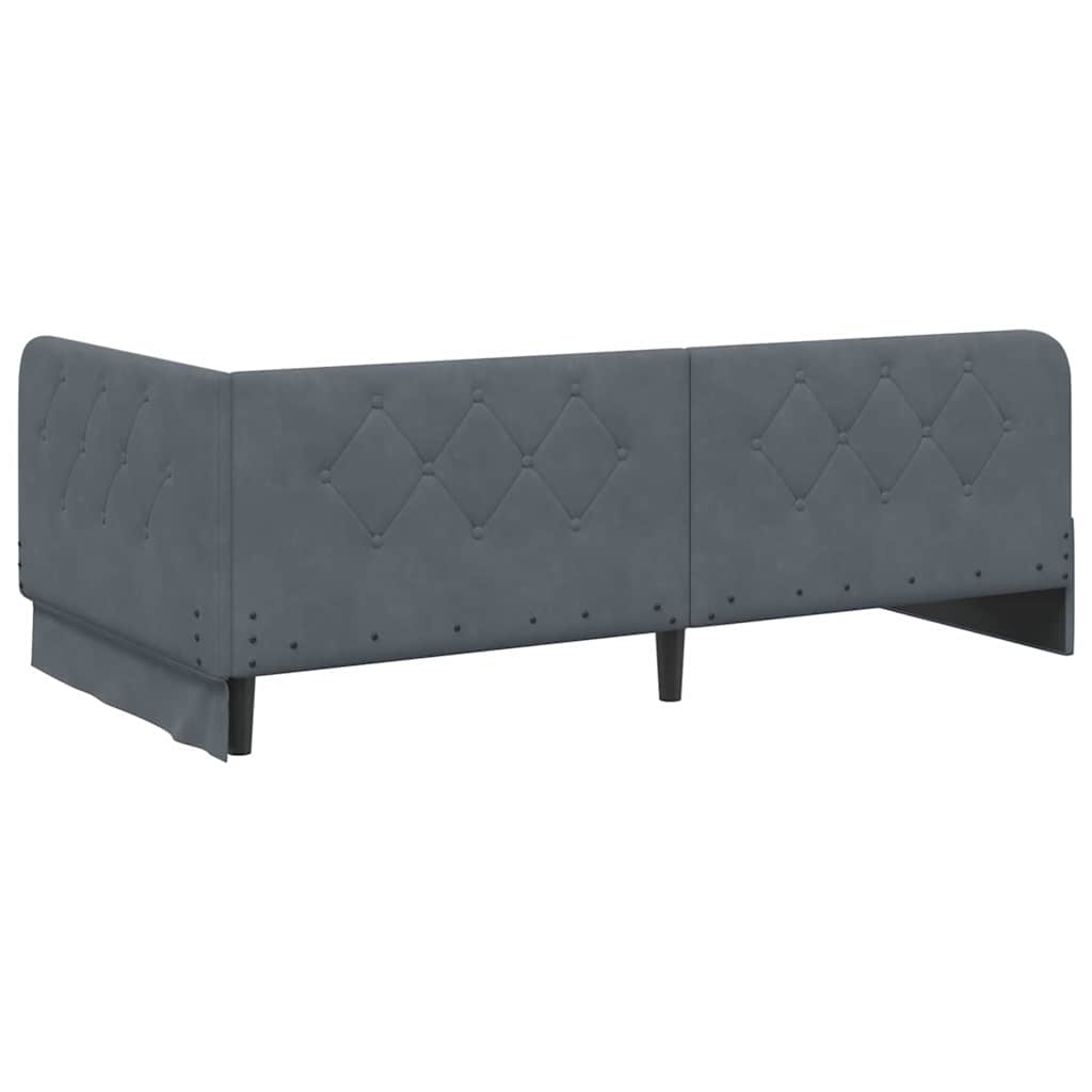 vidaXL Κρεβάτι Γωνίας Σκούρο Γκρι 100 x 200 cm Βελούδο