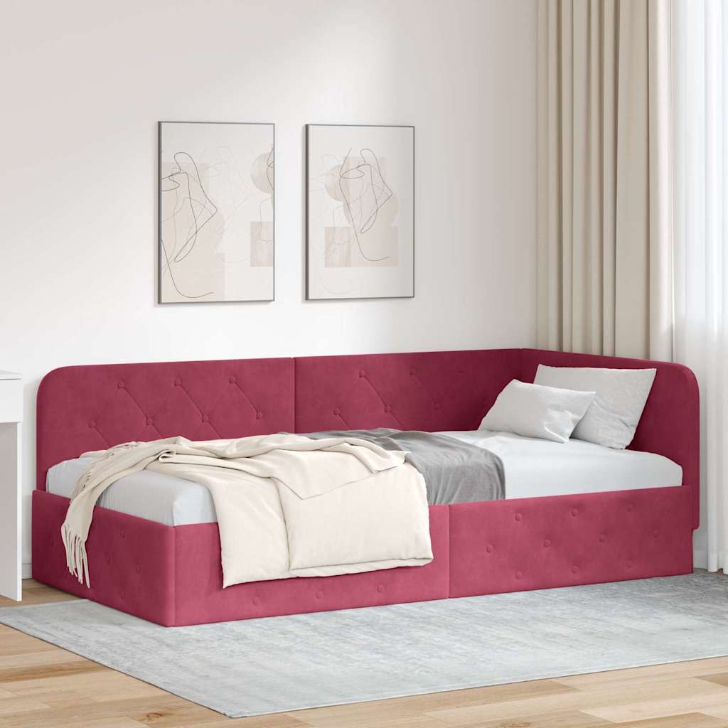 vidaXL Κρεβάτι Γωνίας Κόκκινο 100 x 200 cm Βελούδο