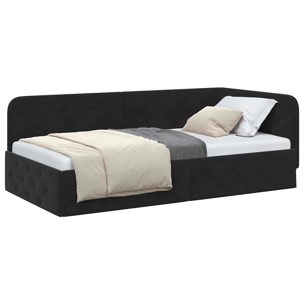 vidaXL Κρεβάτι Γωνίας Μαύρο 100 x 200 cm Βελούδο