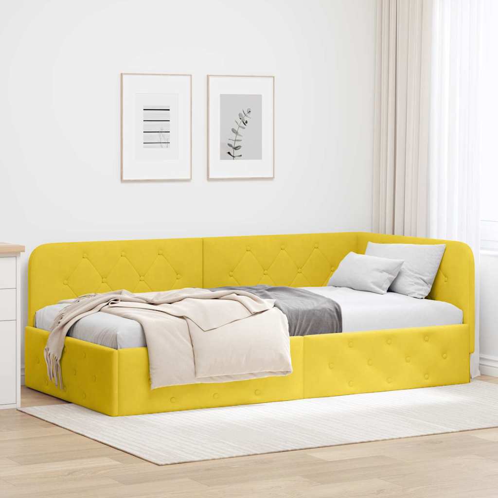 vidaXL Κρεβάτι Γωνίας Κίτρινο 100 x 200 cm Βελούδο