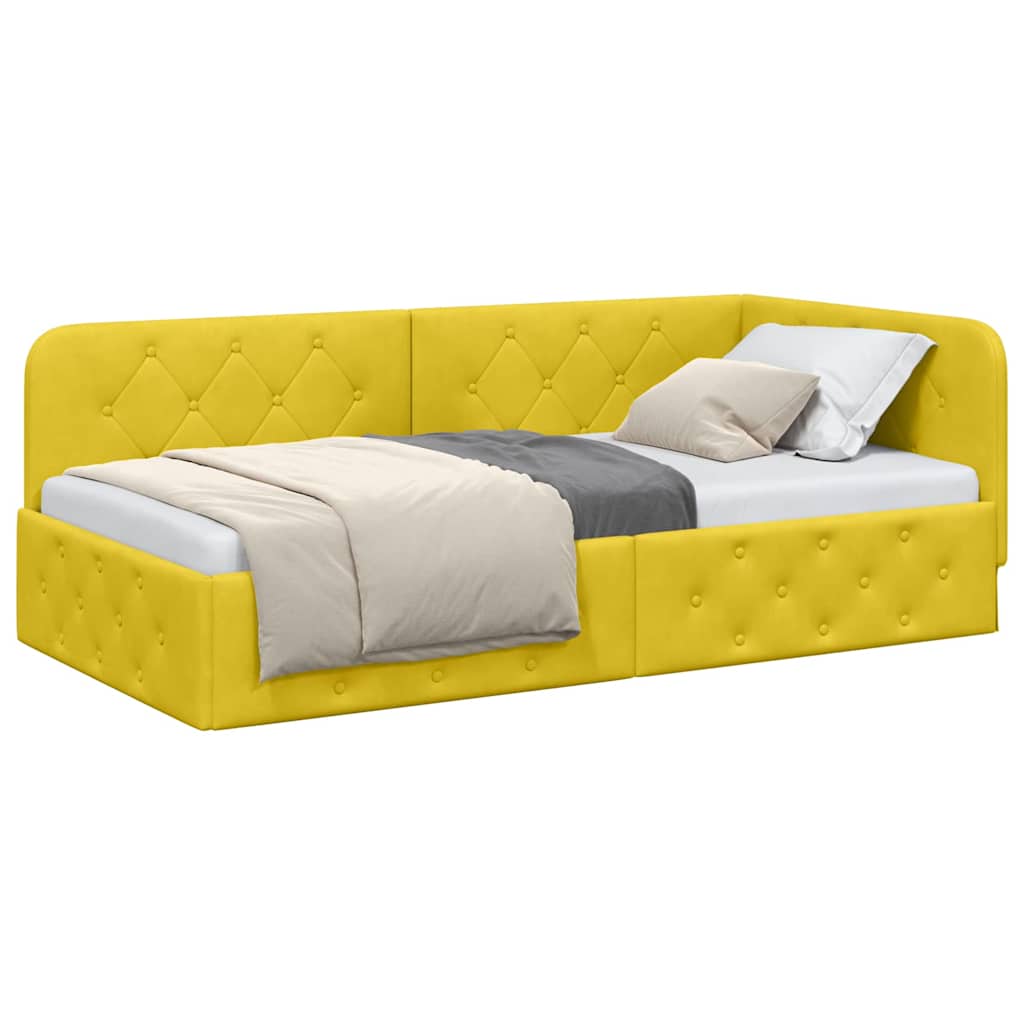vidaXL Κρεβάτι Γωνίας Κίτρινο 100 x 200 cm Βελούδο