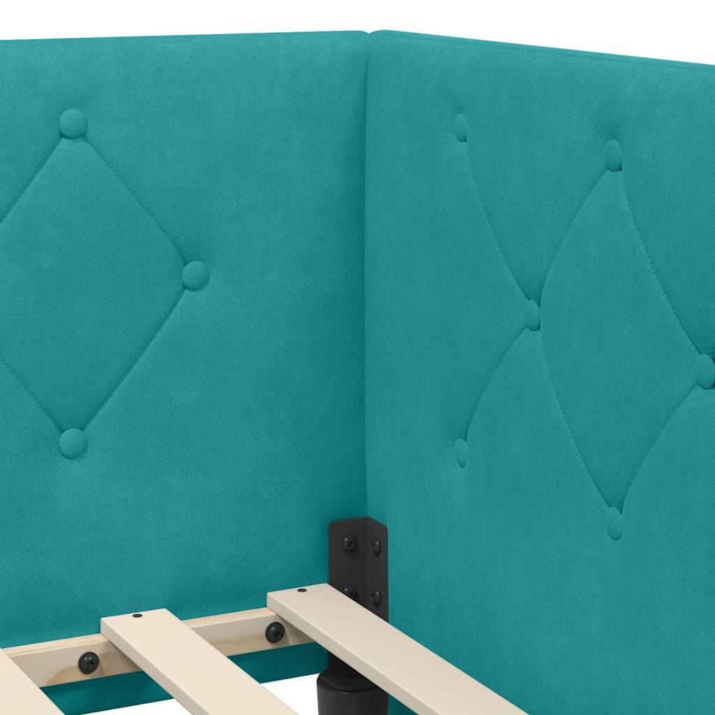vidaXL Κρεβάτι Γωνίας Τιρκουάζ 100 x 200 cm Βελούδο