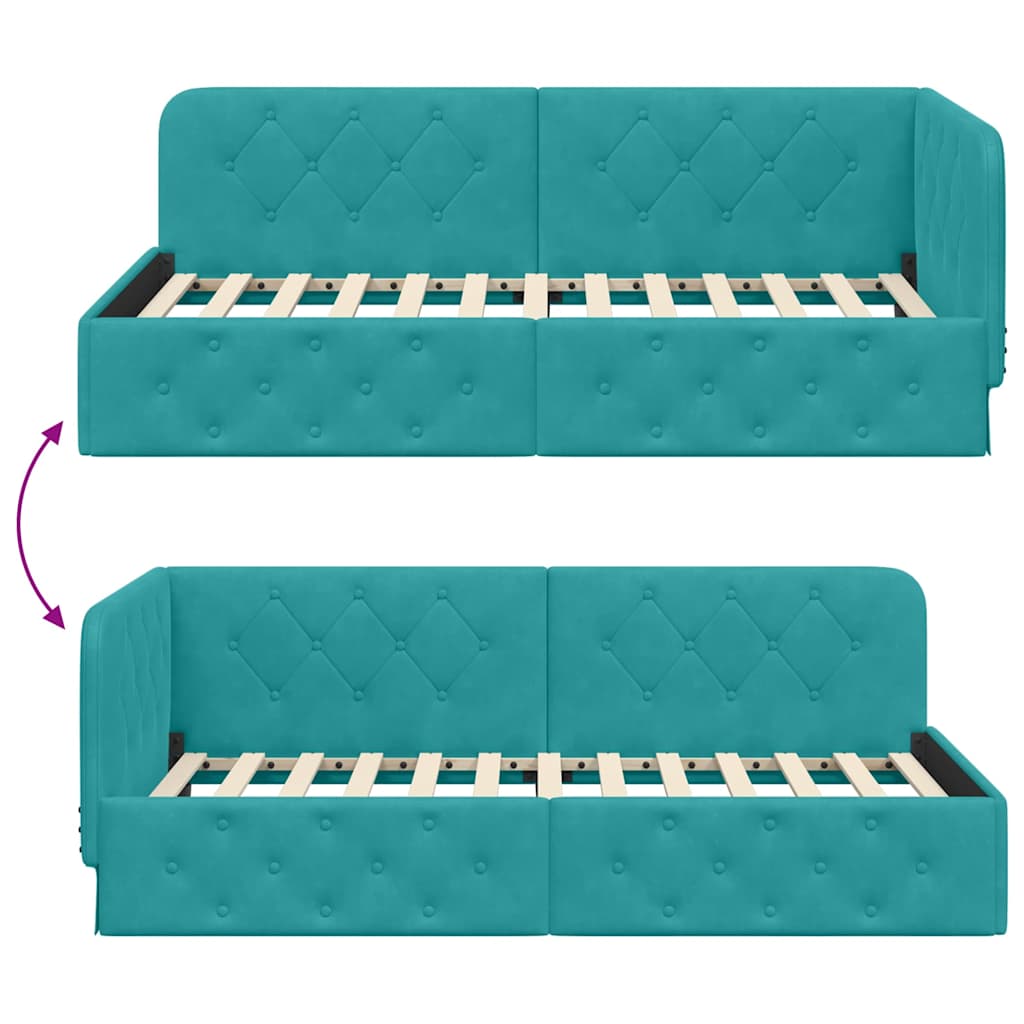vidaXL Κρεβάτι Γωνίας Τιρκουάζ 100 x 200 cm Βελούδο