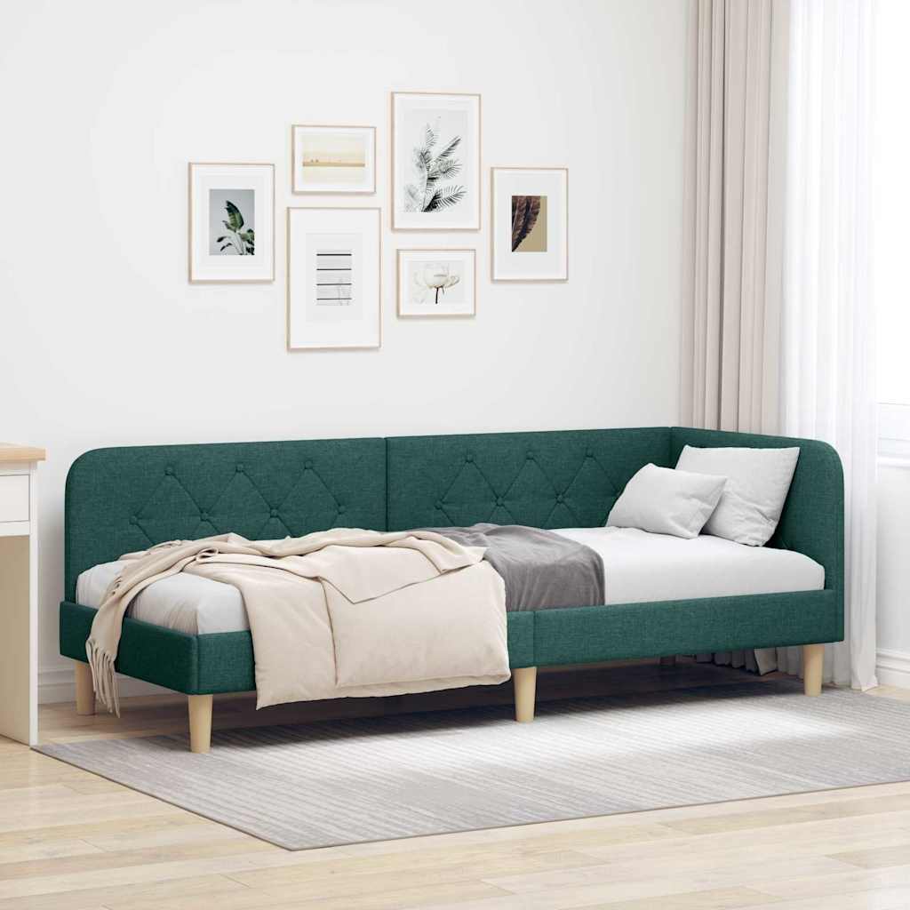 vidaXL Κρεβάτι Γωνίας Σκούρο Πράσινο 80 x 200 cm ύφασμα