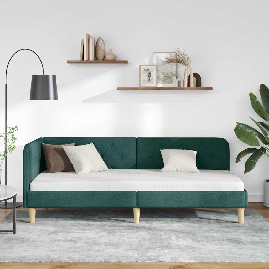 vidaXL Κρεβάτι Γωνίας Σκούρο Πράσινο 80 x 200 cm ύφασμα