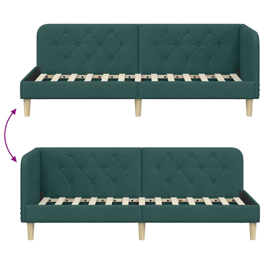 vidaXL Κρεβάτι Γωνίας Σκούρο Πράσινο 80 x 200 cm ύφασμα