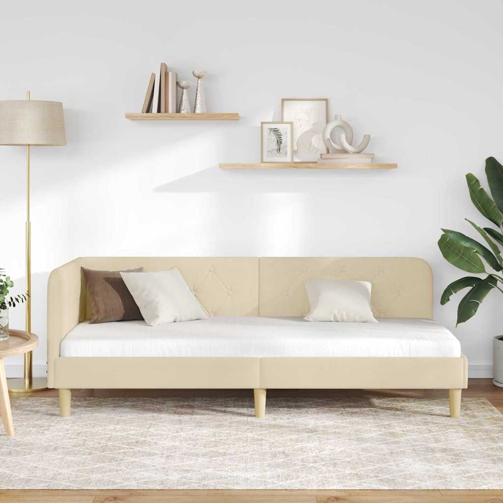 vidaXL Κρεβάτι Γωνίας Κρεμ 80 x 200 cm ύφασμα