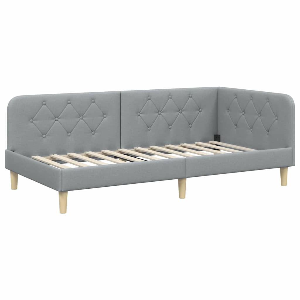 vidaXL Κρεβάτι Γωνίας Ανοιχτό γκρι 90 x 190 cm ύφασμα