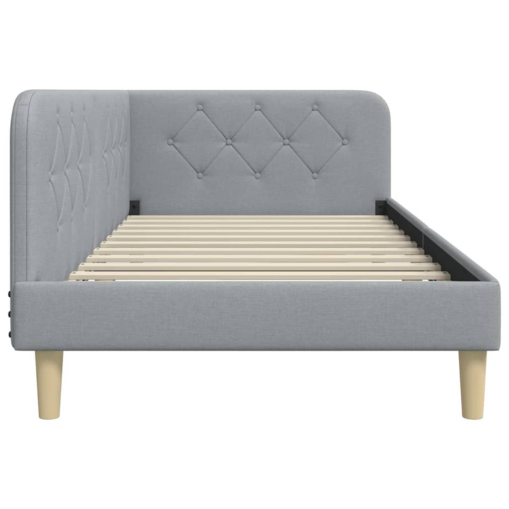 vidaXL Κρεβάτι Γωνίας Ανοιχτό γκρι 90 x 190 cm ύφασμα