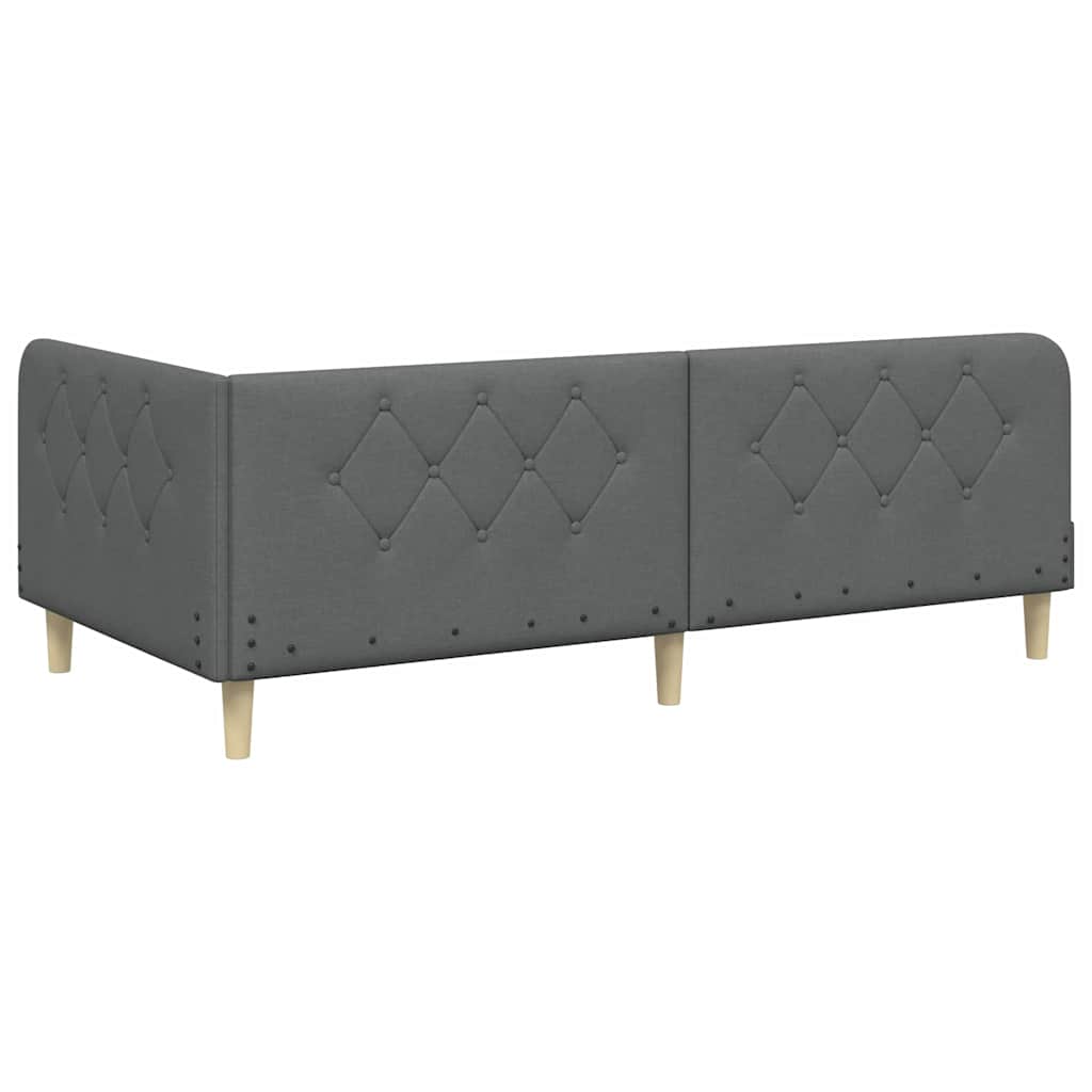 vidaXL Κρεβάτι Γωνίας Σκούρο Γκρι 90 x 190 cm ύφασμα