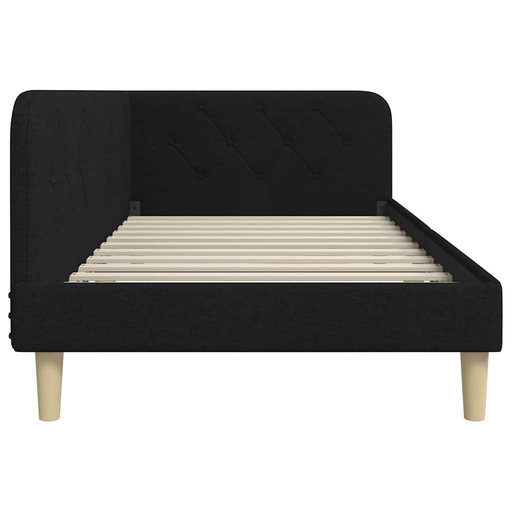 vidaXL Κρεβάτι Γωνίας Μαύρο 90 x 190 cm ύφασμα