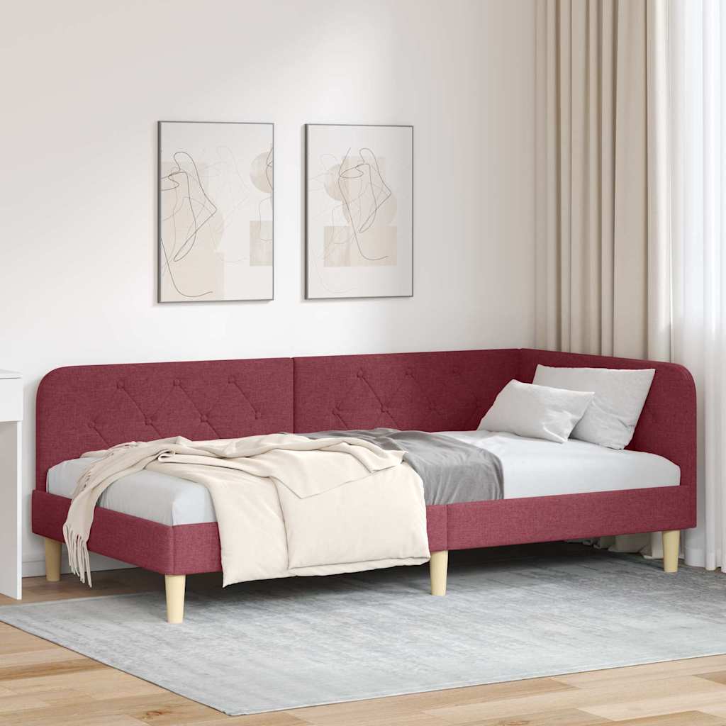 vidaXL Κρεβάτι Γωνίας Κόκκινο 90 x 190 cm ύφασμα