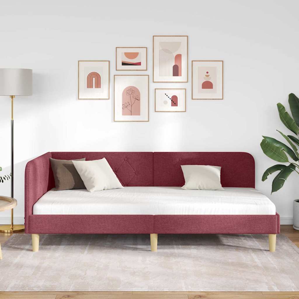 vidaXL Κρεβάτι Γωνίας Κόκκινο 90 x 190 cm ύφασμα