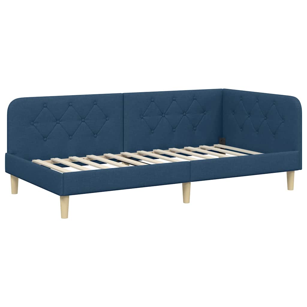 vidaXL Κρεβάτι Γωνίας Μπλε 90 x 190 cm ύφασμα