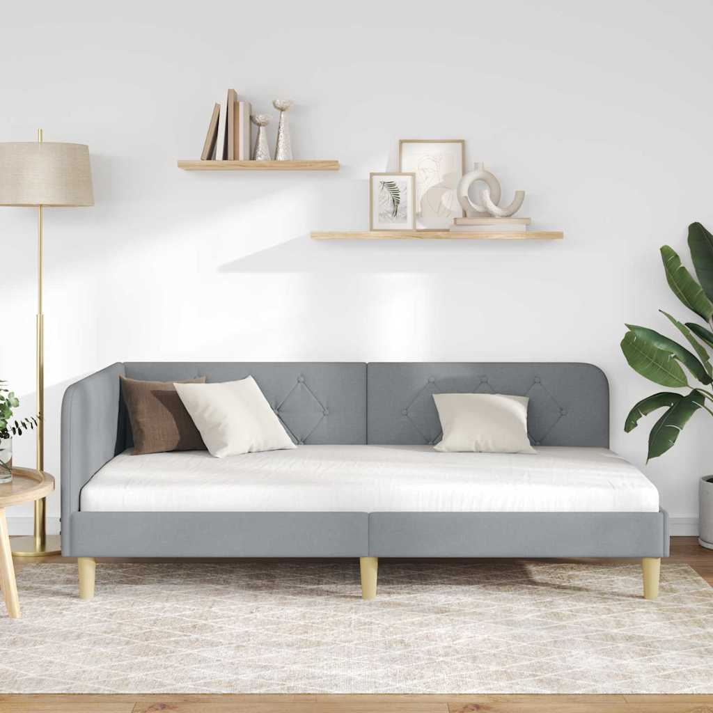 vidaXL Κρεβάτι Γωνίας Ανοιχτό γκρι 90 x 200 cm ύφασμα