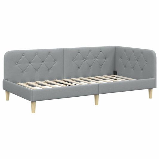vidaXL Κρεβάτι Γωνίας Ανοιχτό γκρι 90 x 200 cm ύφασμα